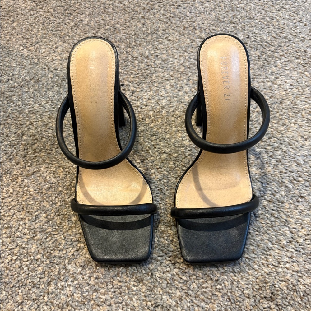 Forever 21 Black Strappy Heels